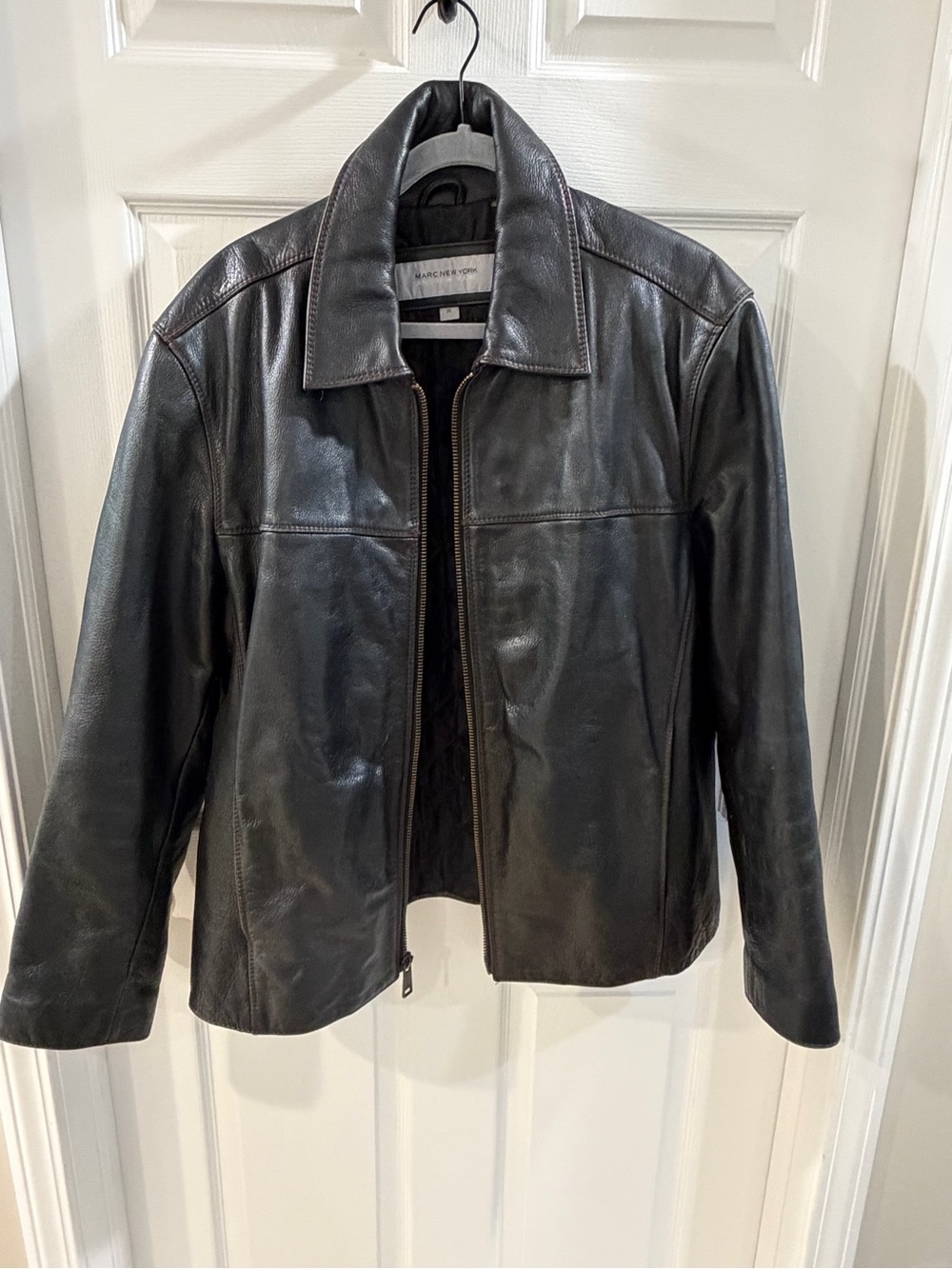 Men's Black Leather Zip-Front Jacket